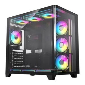 Gabinete Gamer Acegeek CurveX, Mid-Tower, Lateral de Vidro, Preto, AG-CURVEX-BK