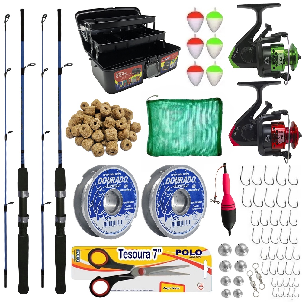 Kit Pesca Completo Maleta Vara1,20m 10kg Pronta Para Pescar