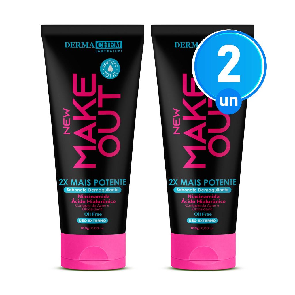 Kit 2 Sabonete Demaquilante New Make Out 100ml Niacinamida e Ácido Hialurônico Dermachem