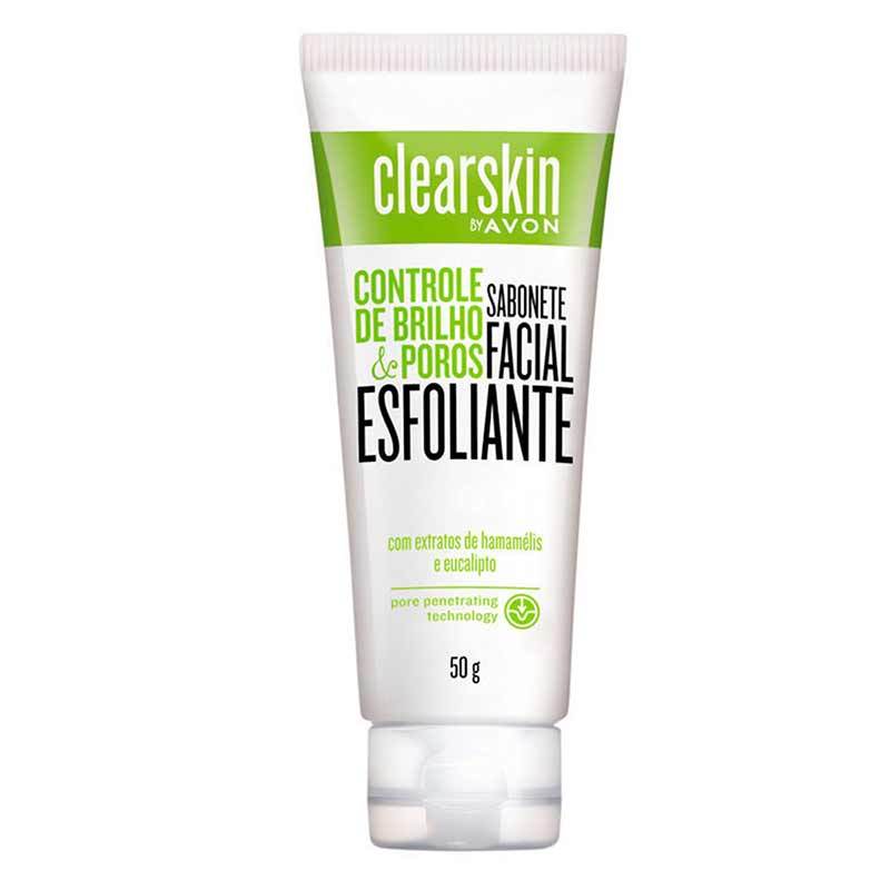 Sabonete Facial Esfoliante Avon Clearskin 50g – controle de brilho e poros
