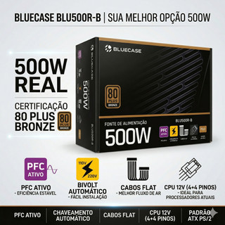 Fonte Gamer 500w Real 80 Plus Bronze Pfc Ativo Bivolt