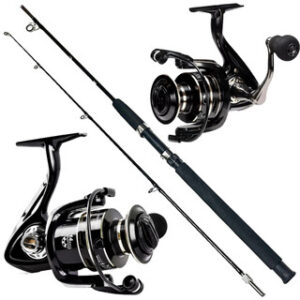 Kit pesca pesada molinete 7000 15 rolamentos vara maciça 1.80 40 lb