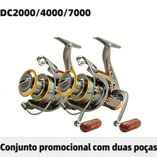KIT 2 Carretel Molinete Dc 7000/4000/2000 Pesca Pesada 10kg Grande 5.2:1 carretilha de pesca.