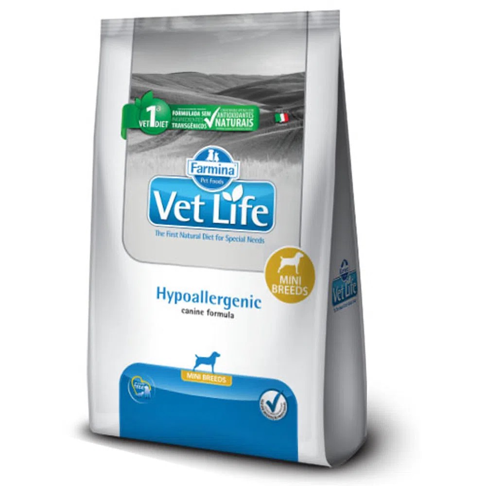 Ração Vet Life Hypoallergenic Mini para Cães Adultos de Pequeno Porte – 2Kg