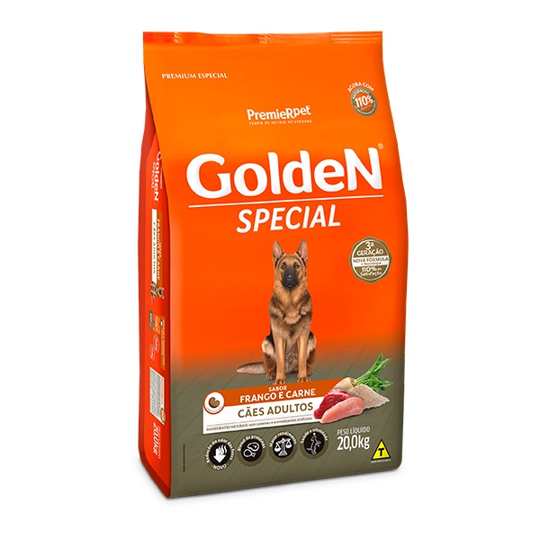 Ração Golden Special Cães Adultos Frango e Carne – 20Kg