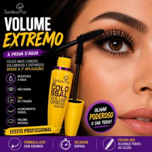 Máscara para Cílios Volume Extremo À Prova D Água Alongamento Instantâneo 24h