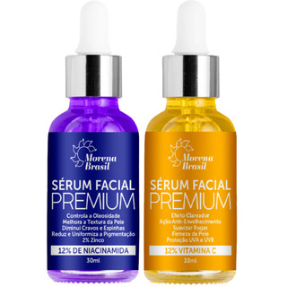 Kit Sérum Facial Morena Brasil – Niacinamida + Vitamina C | Anti-Envelhecimento + Efeito Clareador