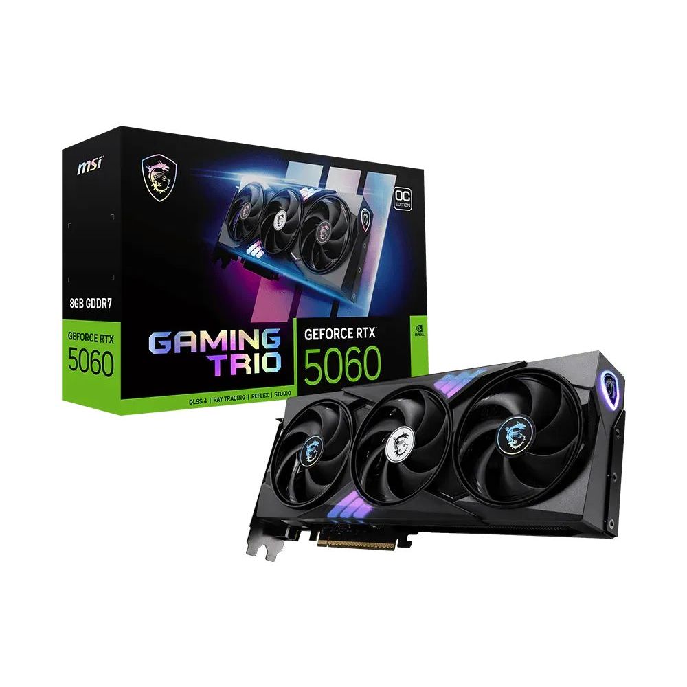 Placa de Vídeo NVIDIA GeForce MSI RTX5060 Gaming Trio Oc 8gb Gddr7 128 Bits – 912-V537