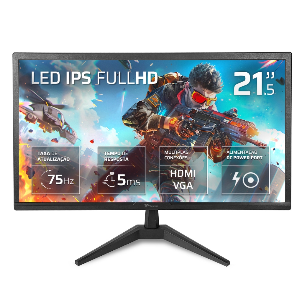 Monitor Viewpro Mwv21 21”5 Led Com Hdmi Vga Vesa Cor Preto 127/220v