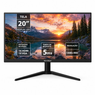 Monitor Brazil PC 20″ Polegadas, Conexão HDMI e VGA 75Hz Padrão Vesa Design Slim 127/220
