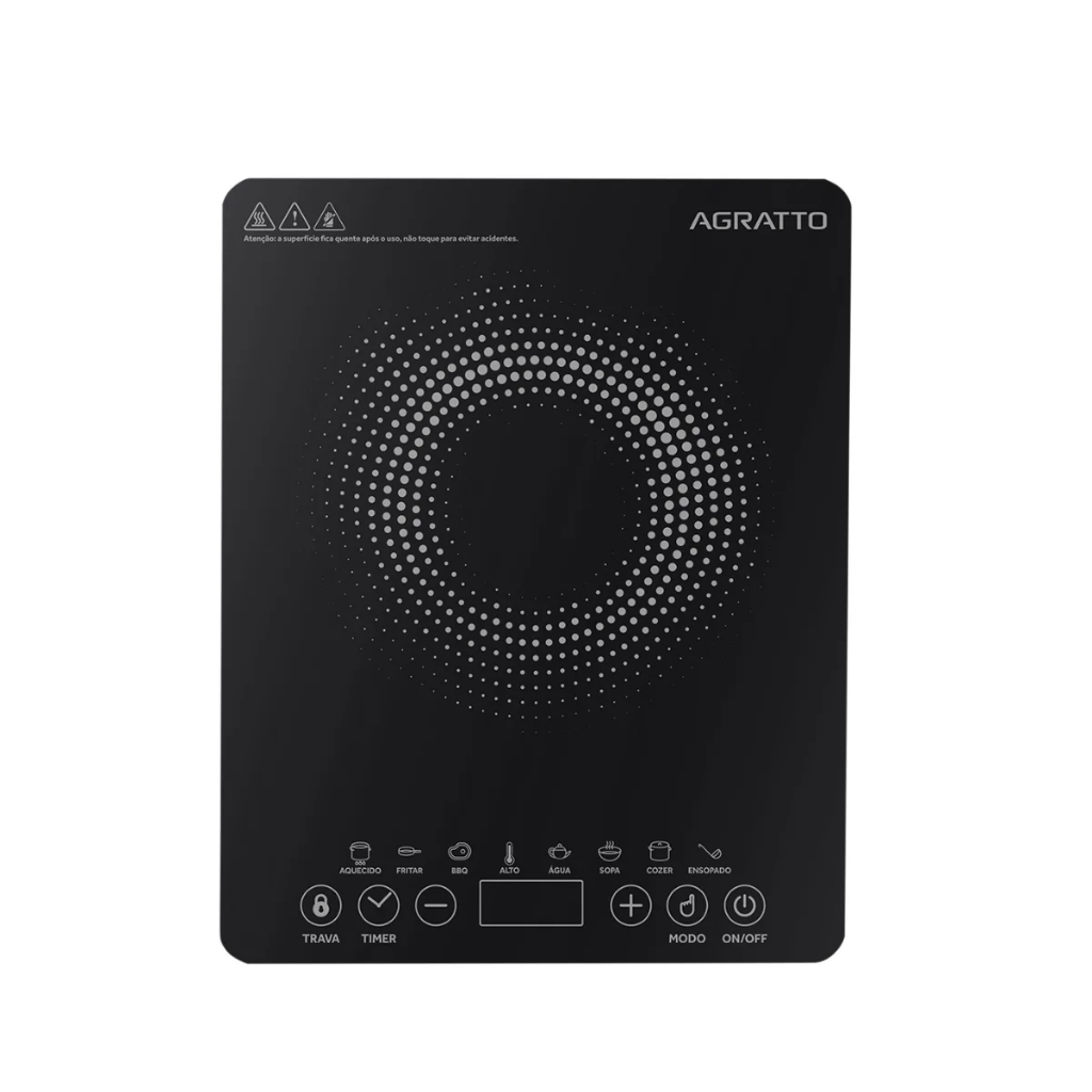 Cooktop Indução 1 Boca 127V 1200W ACKI01I-01 Preto Agratto