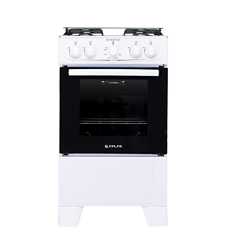 Fogão Atlas 4 Bocas Mesa de Inox Coliseum Plus Branco