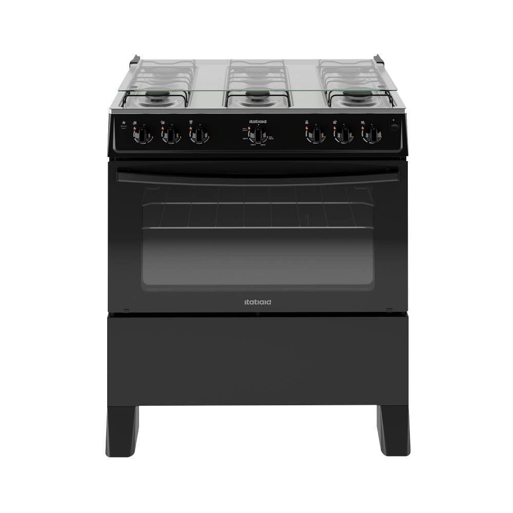Fogão Itatiaia Star New Piso 6 Bocas Preto Mesa de Inox Bivolt 3700000474