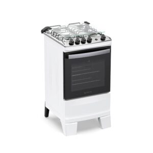 Fogão 4 Bocas Atlas Agile Up Com Mesa De Inox A Gás Bivolt Branco