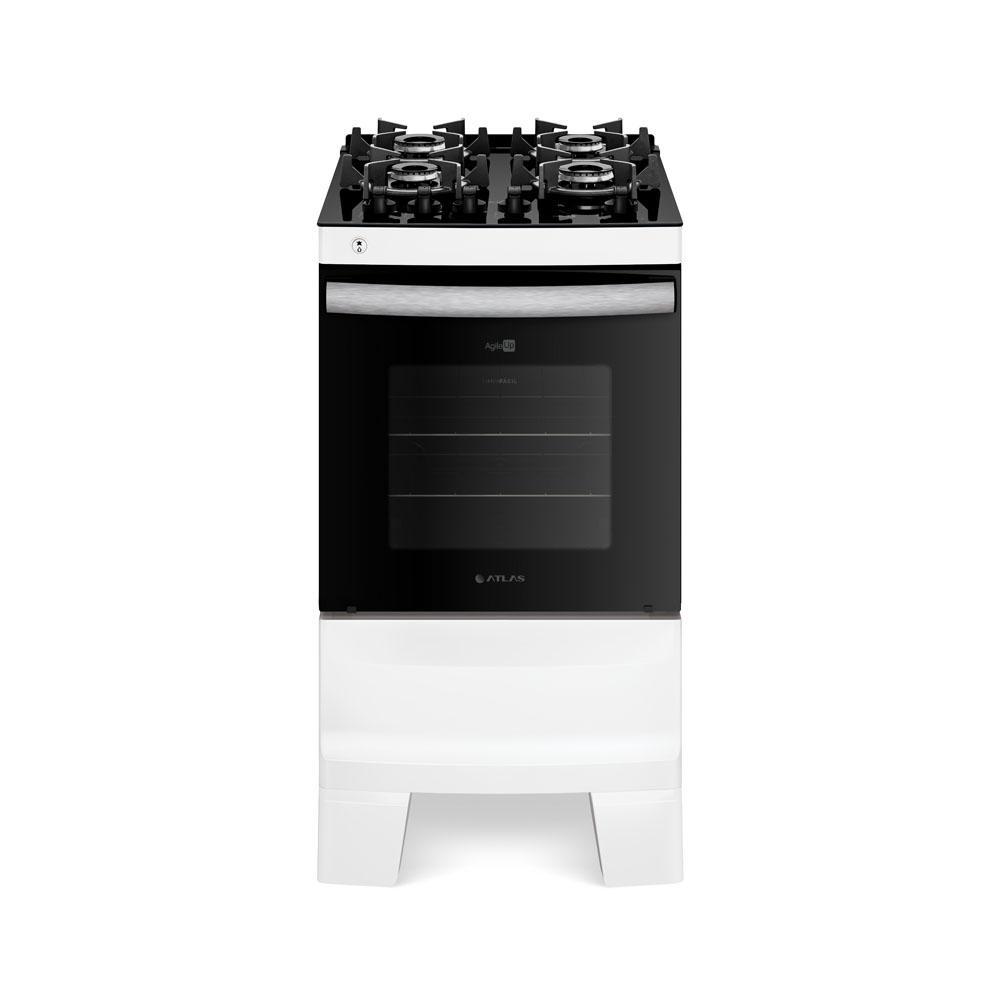 Fogão Atlas 4 Bocas Com Mesa de Vidro Agile Up Glass Branco Bivolt