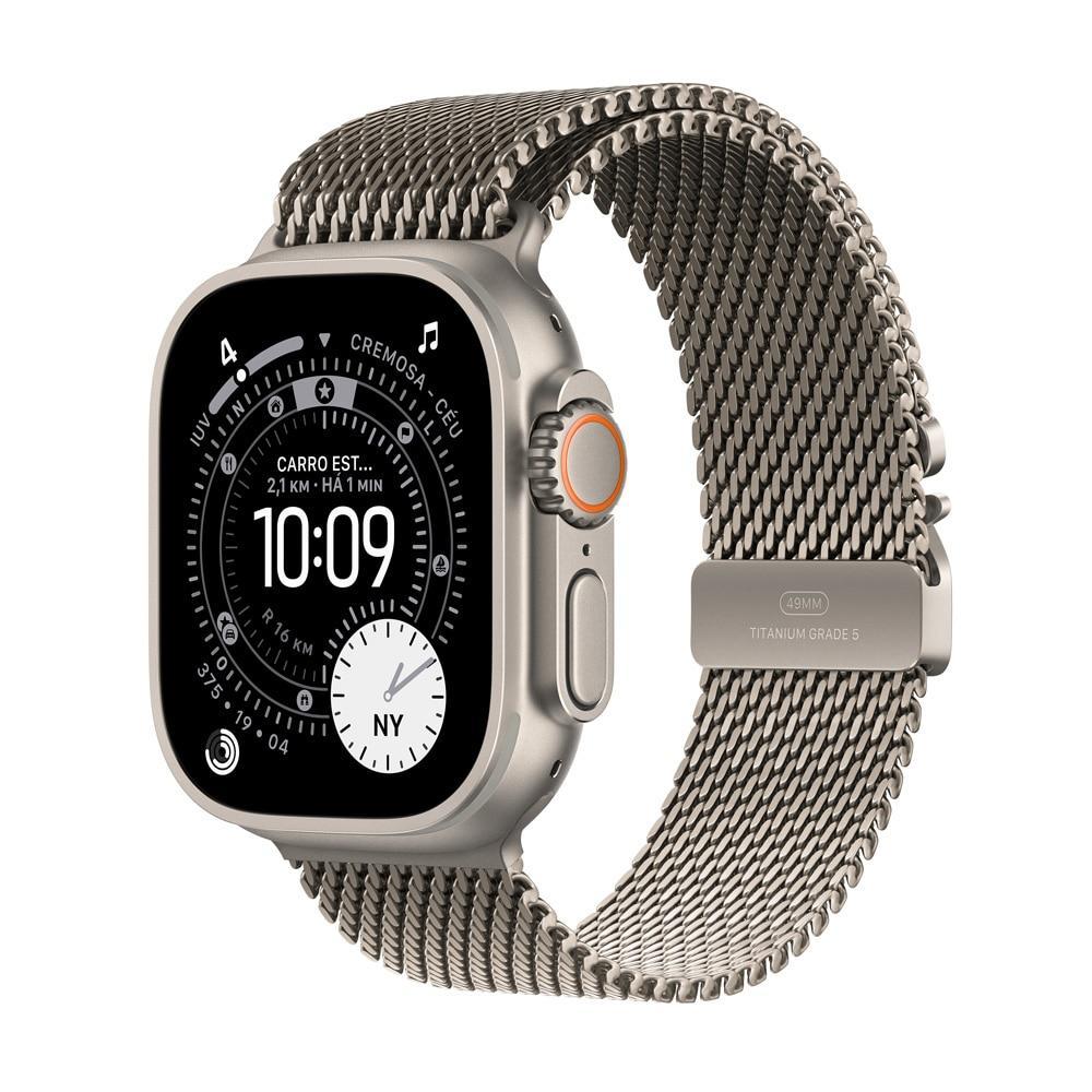Apple Watch Ultra 3 GPS Caixa natural de titânio 49 mm Pulseira natural estilo milanês de titânio M