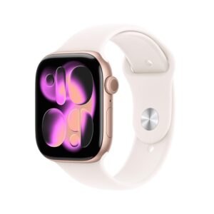 Apple Watch Series 11 GPS + Cellular – Caixa cor de ouro rosa de alumínio – 46 mm – Pulseira esportiva blush-clara – M/G