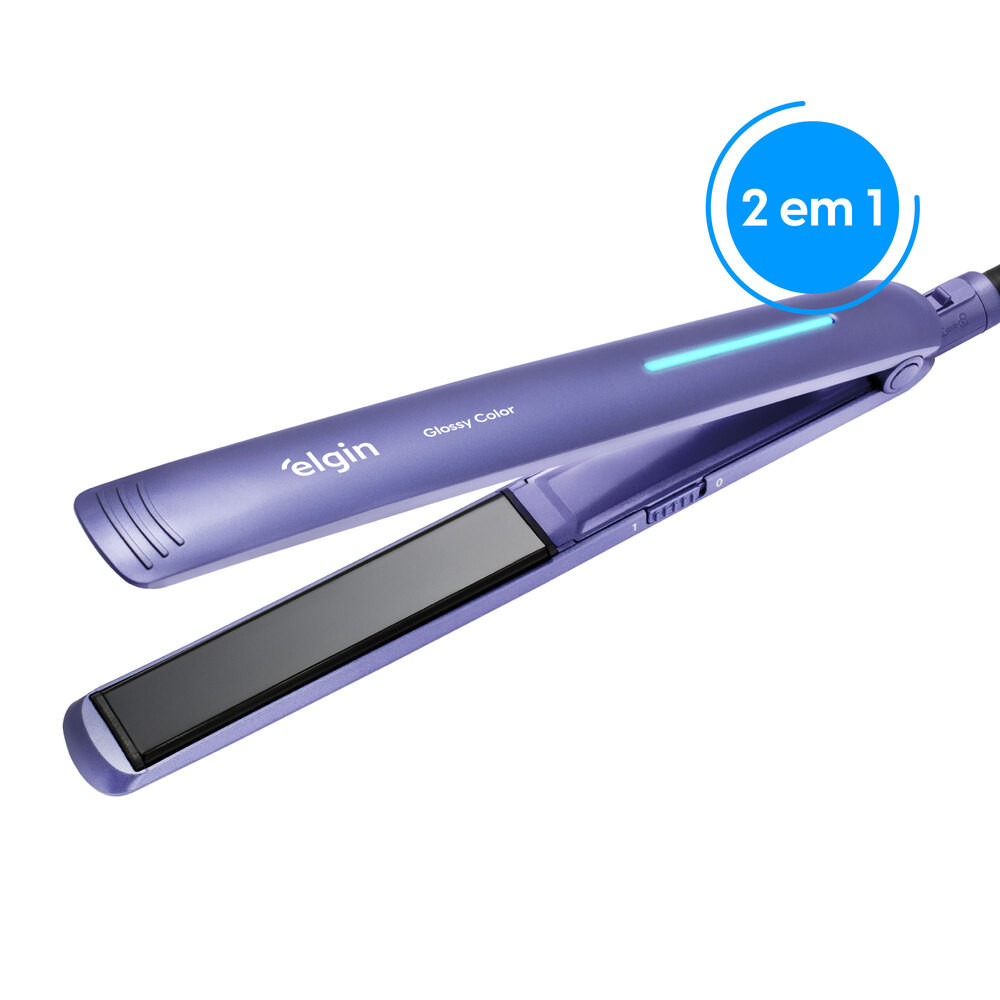 Prancha Alisadora Glossy Color Elgin Tourmaline íon, Trava de segurança Roxo, Chapinha Bivolt