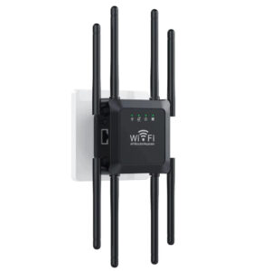 Repetidor Roteador Wi-Fi 1200Mbps Amplificador de Sinal Forte 8 Antenas Wireless Knup KP-RW408G
