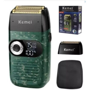 Barbeador Elétrico Shaver Kemei Km2027 Bivolt Profissional Cor Verde-escuro 110V/220V