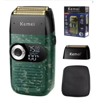 Barbeador Elétrico Shaver Kemei Km2027 Bivolt Profissional Cor Verde-escuro 110V/220V