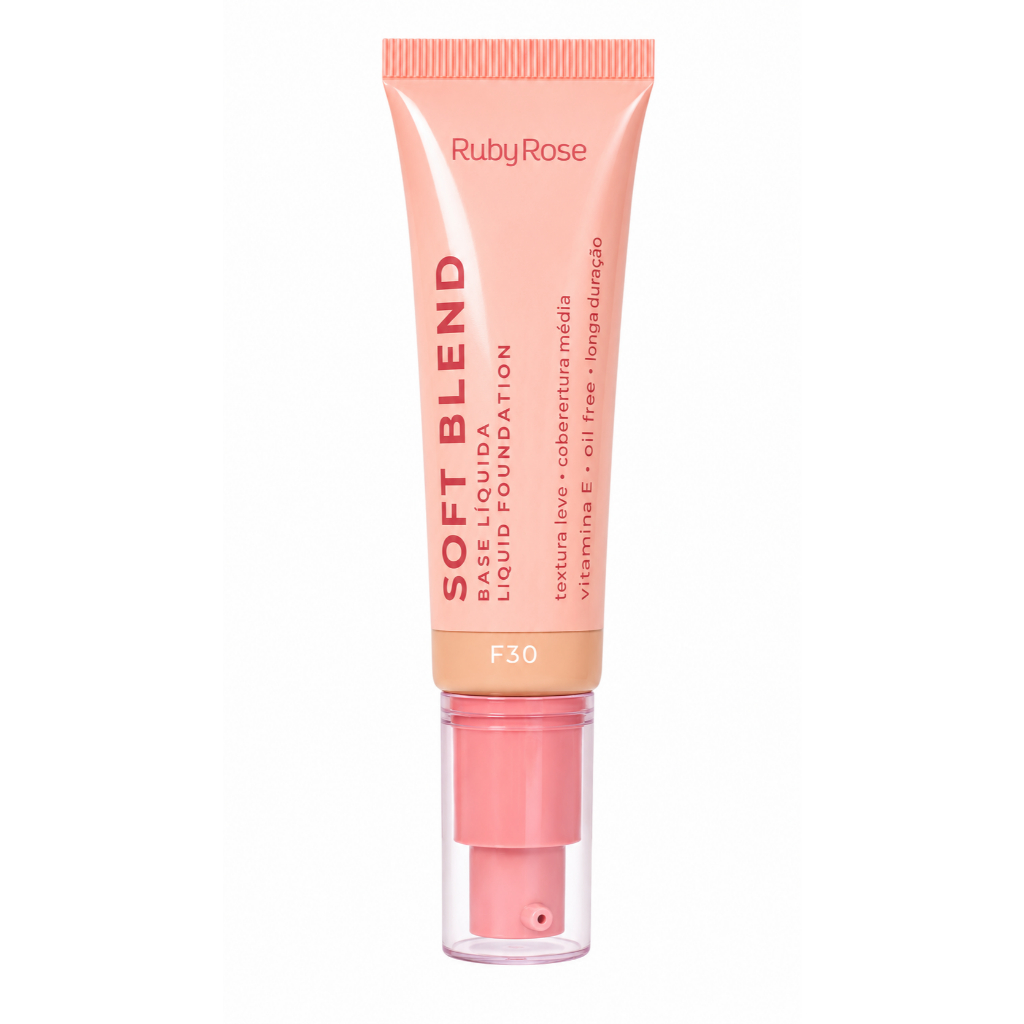 Base Facial Líquida Soft Blend F30 – Textura Fina, Acabamento Matte, Controle de Oleosidade