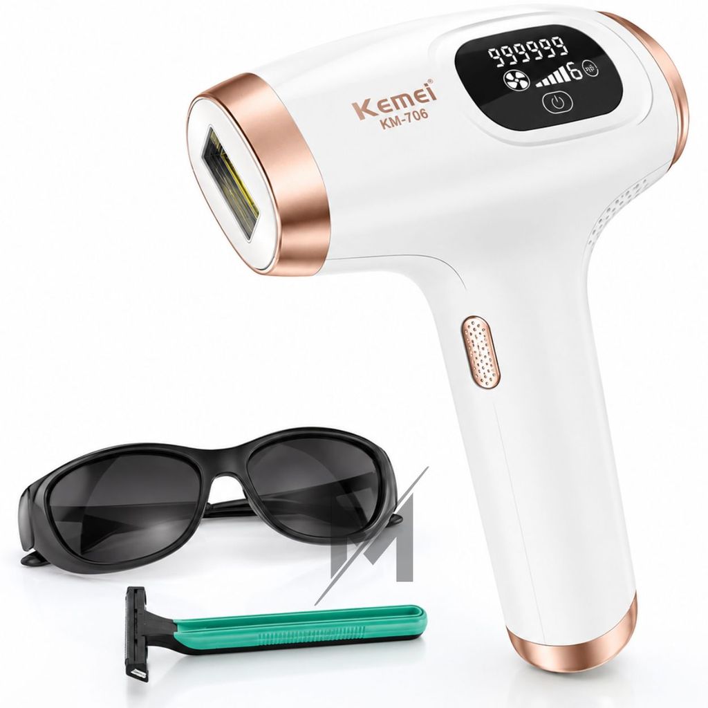 Depilador Laser Luz Pulsada Kemei KM706 Bivolt IPL Profissional