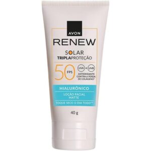 Renew protetor solar facial tripla proteção com acido hialurônico FPS50 40G sem cor