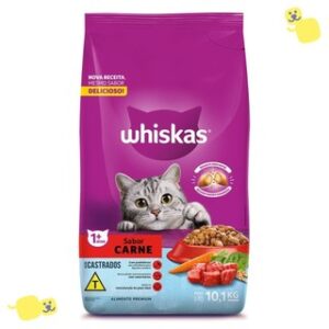 Ração Whiskas 10Kg Ração Gato Castrado Adulto 1+ Sabor Carne Ração para Gatos Castrados 10kg