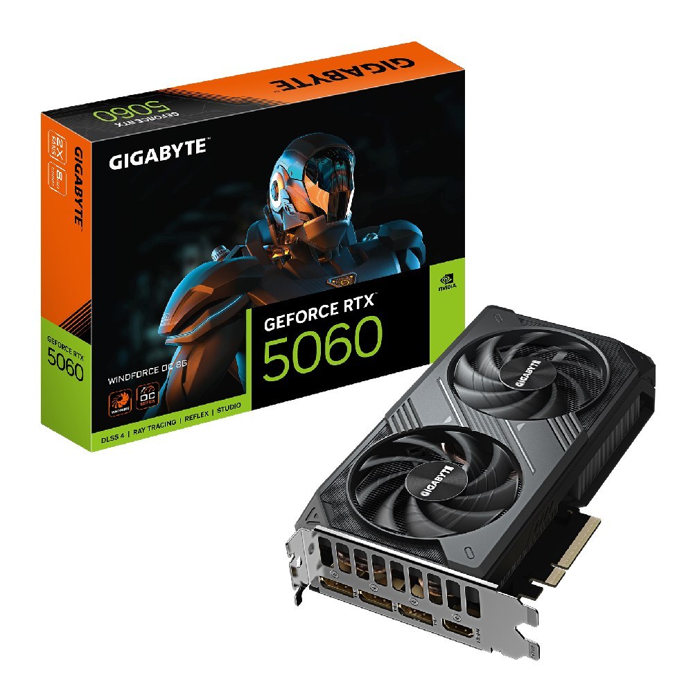 Placa de Vídeo Gigabyte RTX 5060 WindForce OC 8GB GDDR7 128bits – GV-N5060WF2OC-8GD