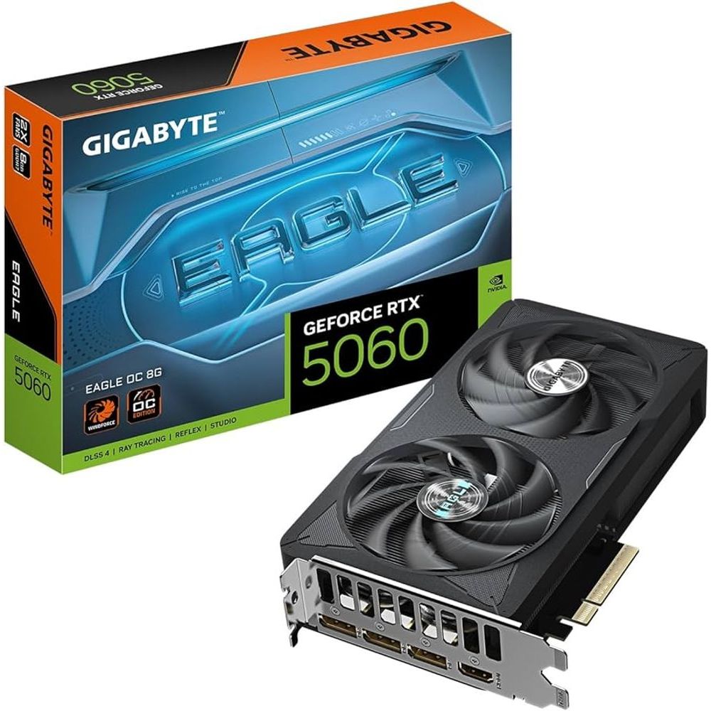 Placa de Vídeo NVIDIA GeForce GIGABYTE RTX5060 Eagle OC 8GB GDDR7 128bit – 9VN5060EO-00-G10