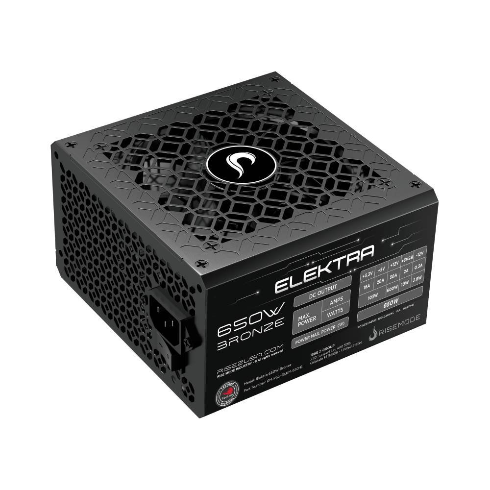 Fonte Gamer Rise Mode Elektra 650W 80 Plus Bronze PFC Ativo Full Modular – RM-PSU-ELKM-650-B