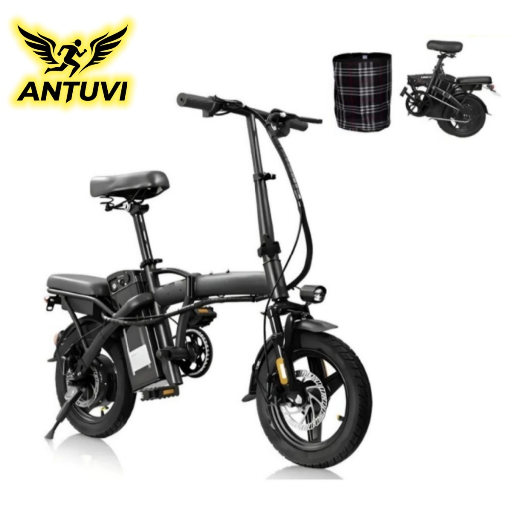 Bicicleta Elétrica Dobrável S6 400W Motor Bateria 48V 10Ah 25km/h