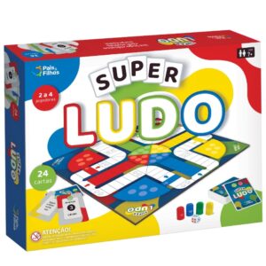JOGO DE TABULEIRO SUPER LUDO PAIS E FILHOS 27 CARTAS CLÁSSICO BRINQUEDO FAMÍLIA COORDENAÇÃO MOTORA &